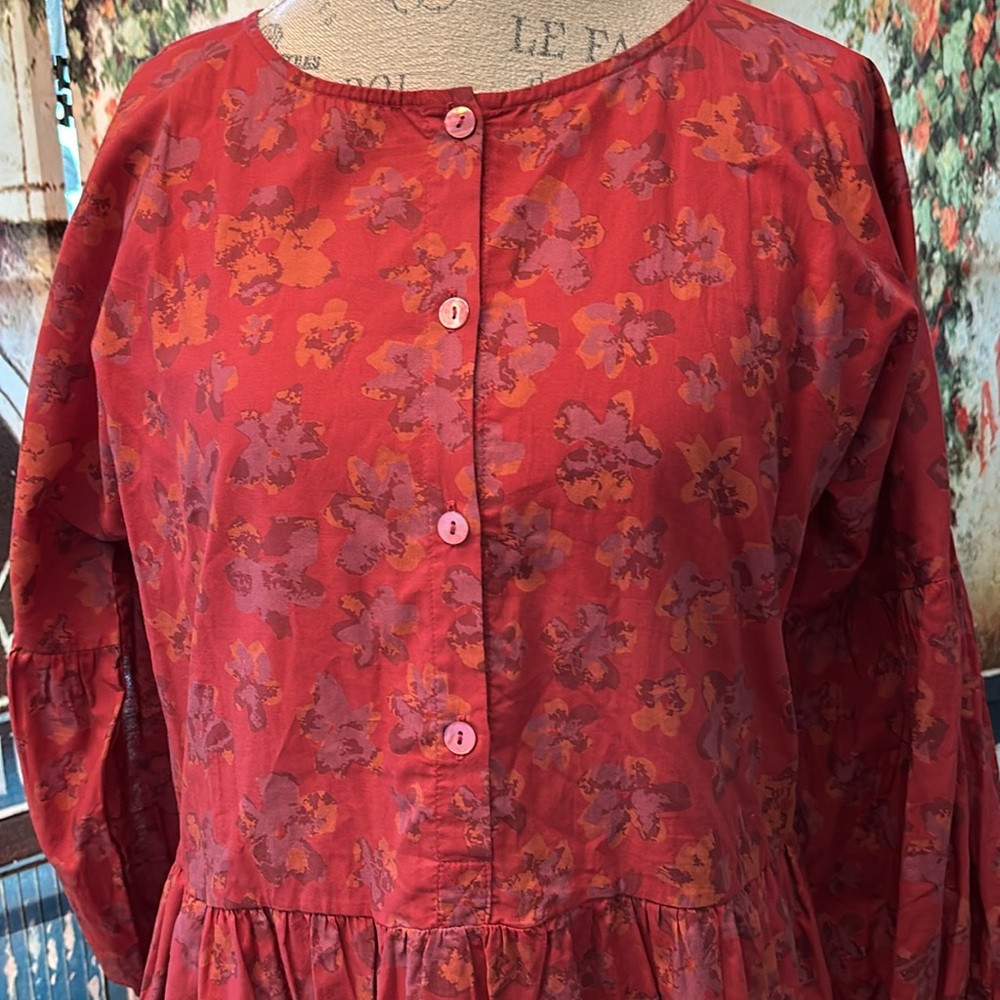 Gudrun Sjoden Woven “Petunia” Dress, Red Print, Size Medium - Picture 2 of 10